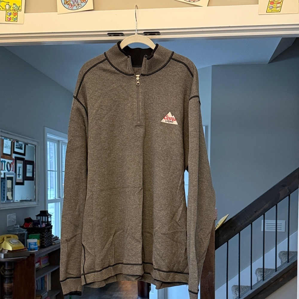 Men’s Cutter & Buck Charcoal Quarter-Zip Sweater, Coors Light Logo - XXL